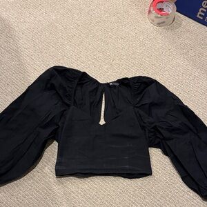 Zara black puff sleeve blouse